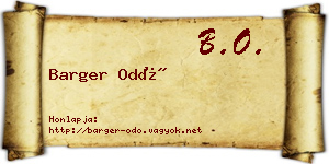 Barger Odó névjegykártya